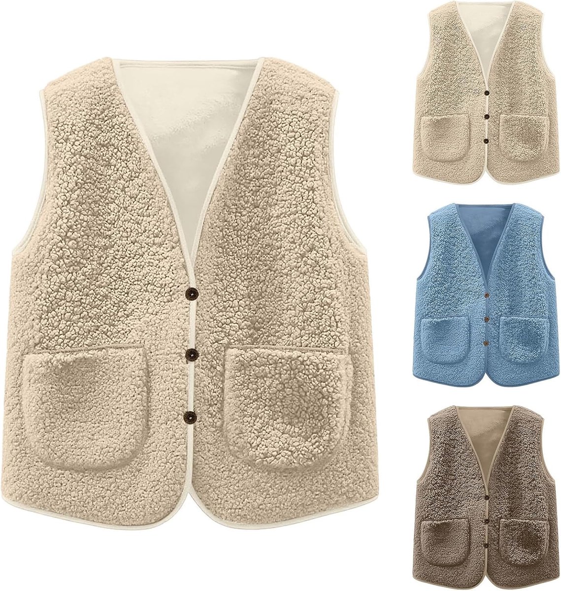 Vliesjasje voor kinderen, zonder mouwen, V-hals, Teddy fleece