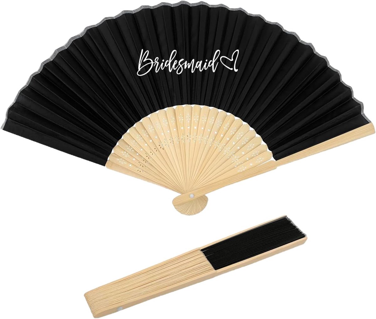 Gepersonaliseerd Houten Opvouwbare Handwaaier voor Bruidsmeisjes | Herbruikbare Lichtgewicht Natuurlijke Bamboe Handwaaier