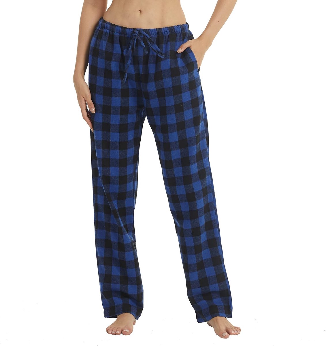 1-2 stuks damespyjamabroek, katoen, geruit, flanel, loungebroek met zakken, ultrazachte pyjamabroek, pyjama voor dames, loungewear, nachtkleding