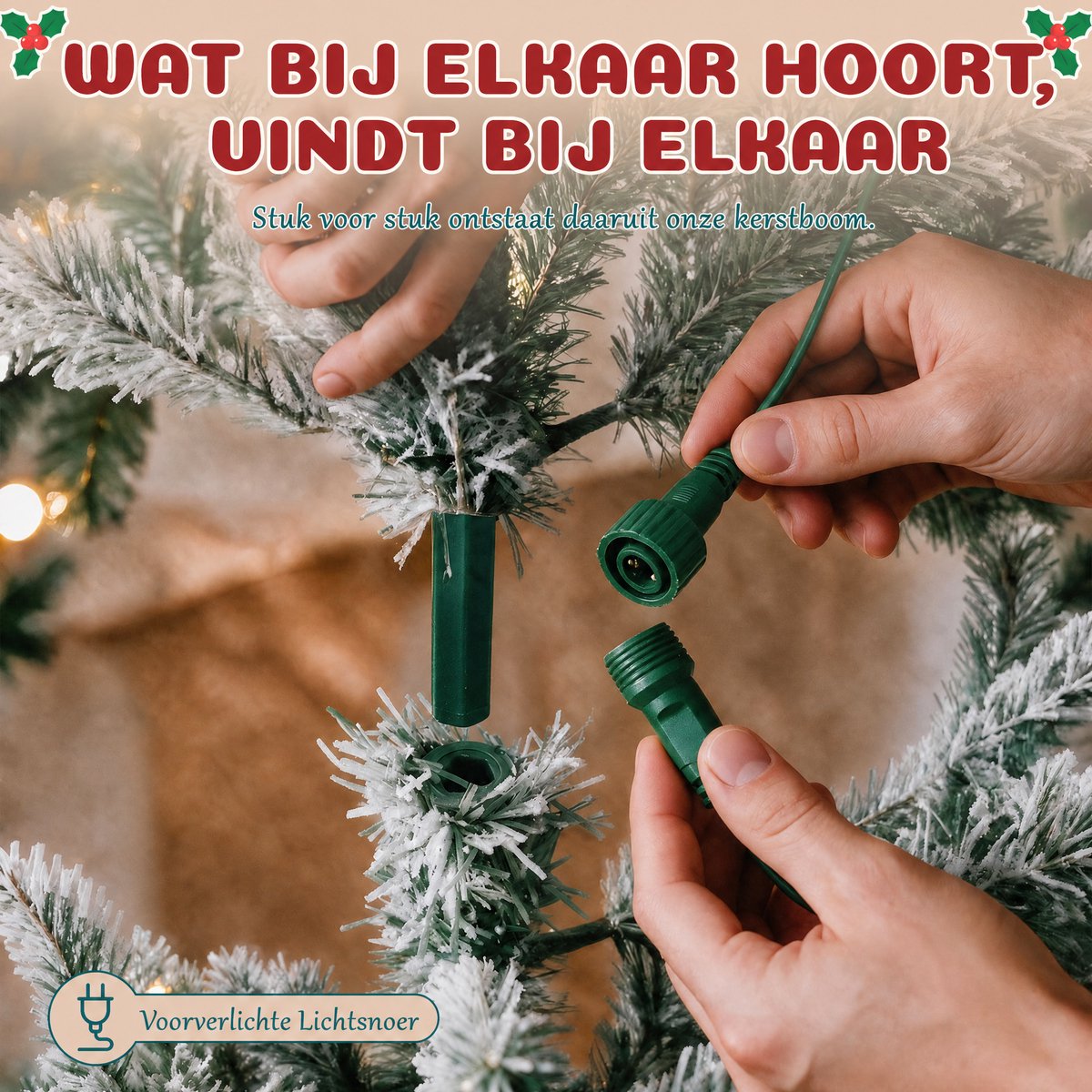 Arvioo kunstkerstboom‑180cm‑sneeuw‑voorverlicht‑warmwit‑LED‑houten voet‑PVC‑PE – foto 2