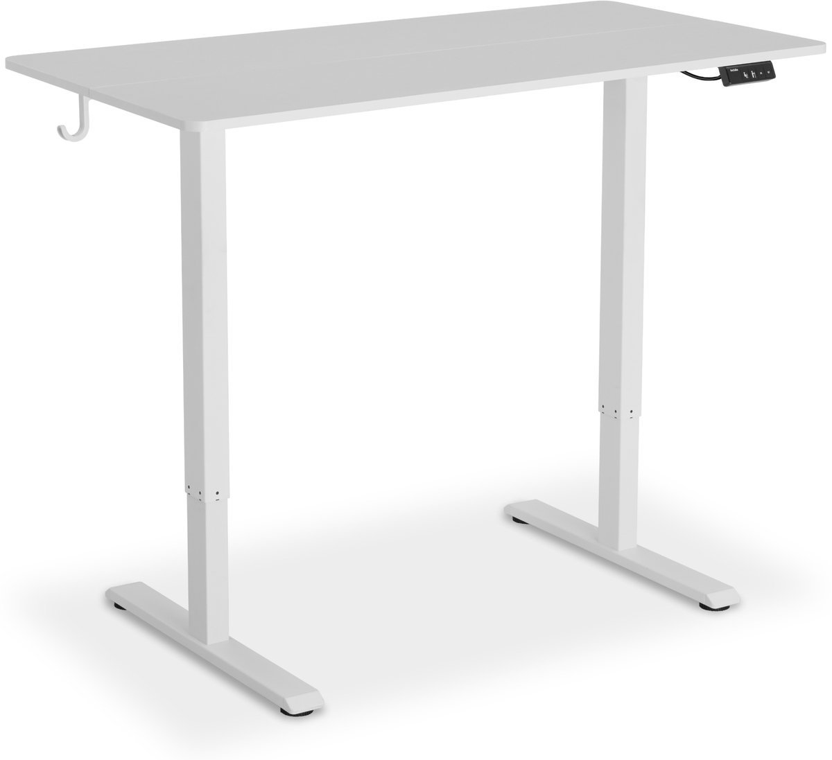 tectake® Elektrisch In Hoogte Verstelbaar Bureau – Zit-Sta Bureau met 2 Geheugenstanden – Elektrisch Verstelbaar Bureau met Tafelblad – Thuiswerkbureau en Kantoorbureau - wit