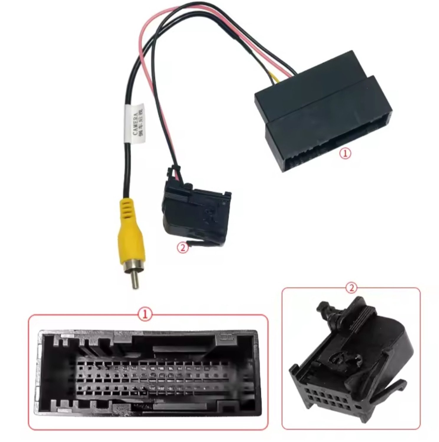 Iso tulp RCA kabelset voor achteruitrijcamera Carplay en Android autoradio | Geschikt voor o.a. Ford Focus Edge 2012 - 2019 | camera kabel stekker connector verloopstekker aansluiting