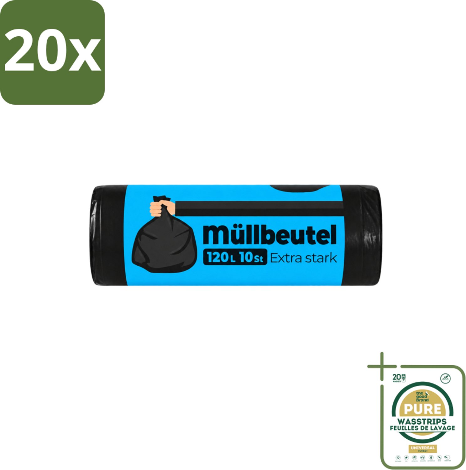 20 x Deluxe - Vuilzakken - Stevig & Ruim - 10 Vuilniszakken - 120L - Wasstrips - Vuilzakken 120 L - Huishoudelijk Afval - Tuinafval - Vuilniszakken - Vuilnisbakken