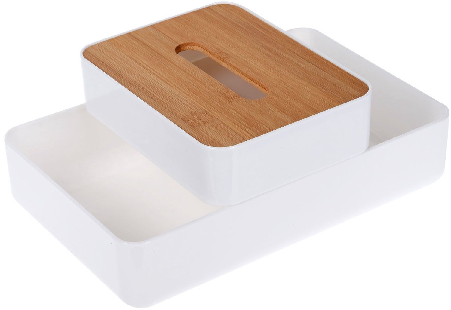 Storagesolutions - Cosmetica-organizer met bamboe deksel, 26 x 17 cm
