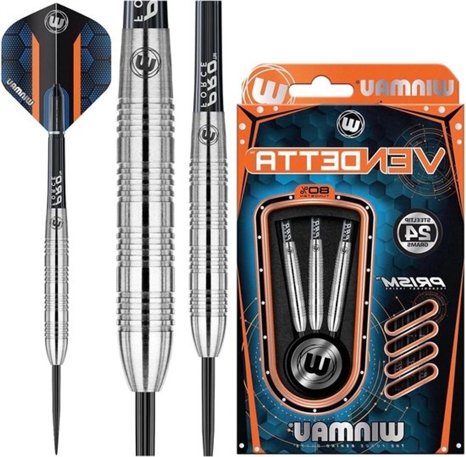 24 Gram Professional Steeltip-dartset - Met Vendetta-flights en schachten