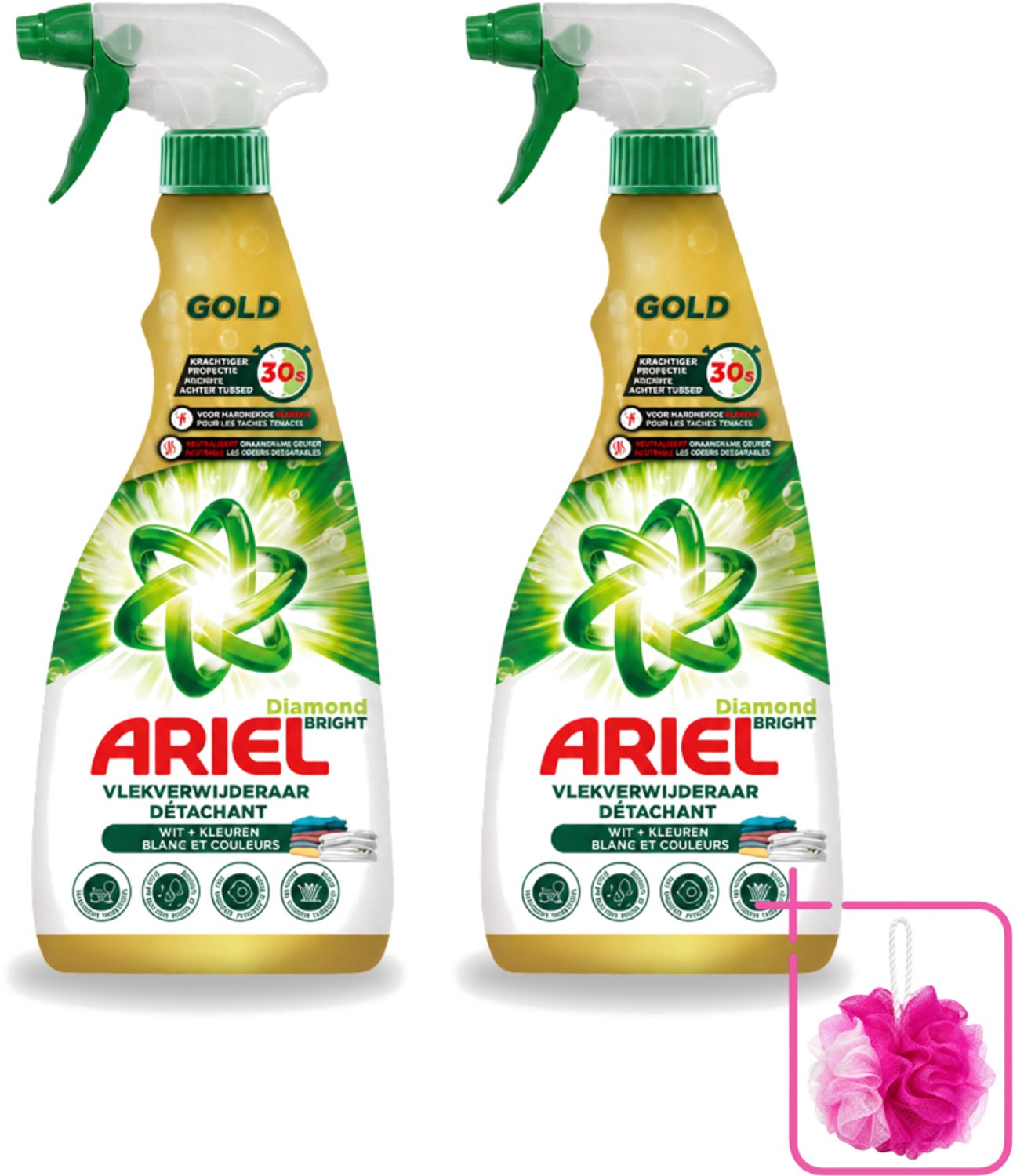 2 x Ariel - Vlekkenverwijderaar - Gold Spray - 750 ml - Bulkverpakking - Vlekken verwijderen - Douchemop - Snel wasmiddel