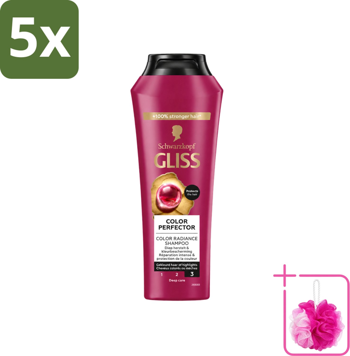 5 x Gliss - Shampoo - Color Protect & Shine - Voor Langdurige Kleurbehoud - 250 ml - Bulkverpakking - Kleurbehoud - Douchemop - Glans