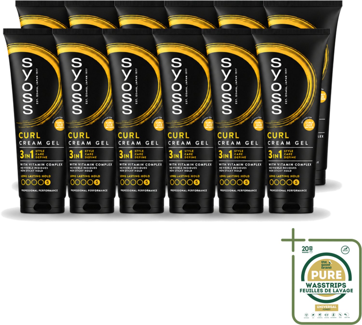 12 x Syoss - Curl Control - Gel - Voor Gedefinieerde Krullen - 250 ml - Wasstrips - Krullen Stylen - Krullen Fixeren - Krullen Verzorgen - Krullen Controleren - Krullen Gedefinieerd Maken