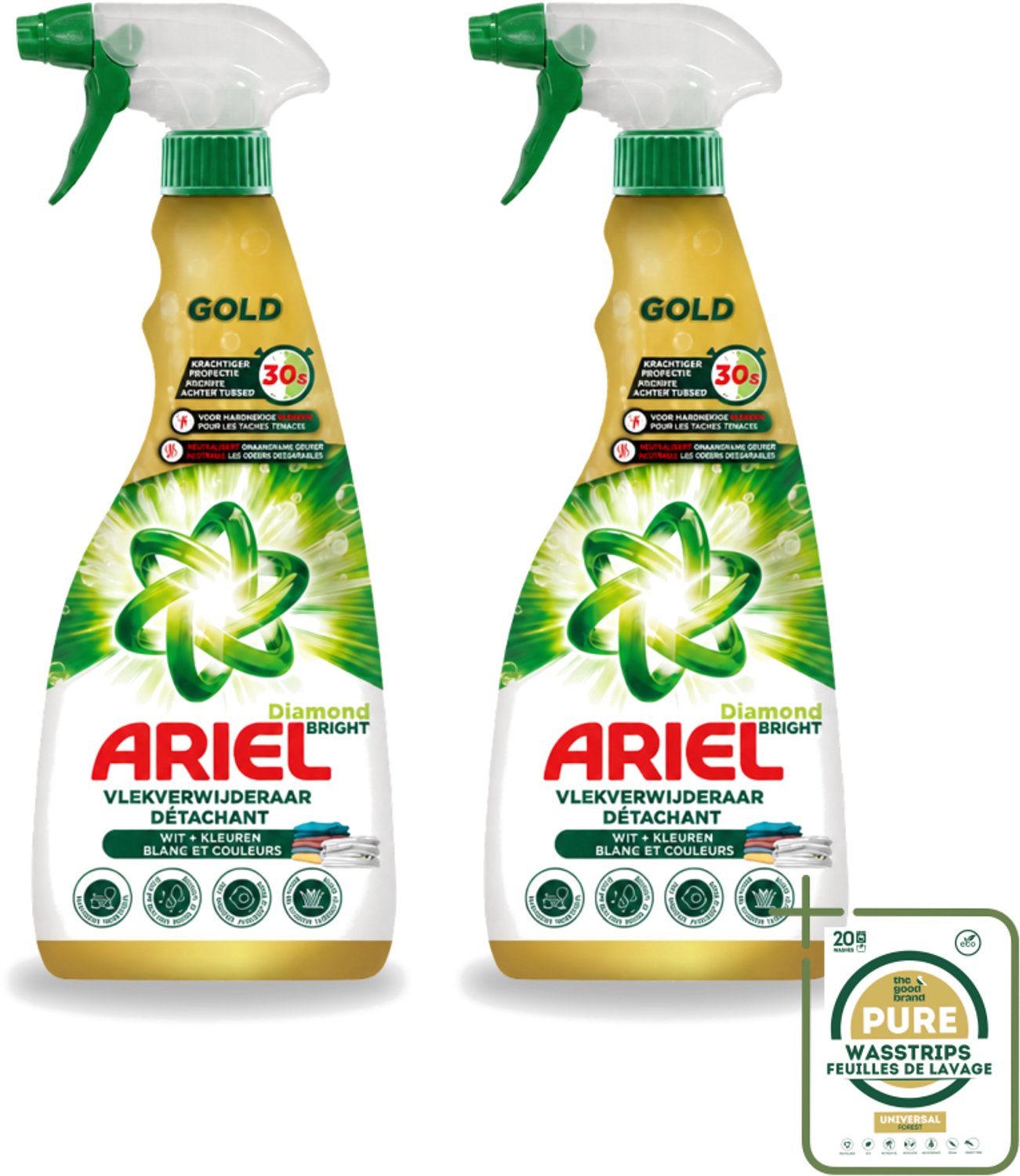 2 x Ariel - Vlekkenverwijderaar - Gold Spray - 750 ml - Wasstrips - Vlekken Verwijderen - Vlekken Verwijderaar - Snel Vlekken Verwijderen - Vlekken Op Kleding - Vlekken Op Witte Kleding