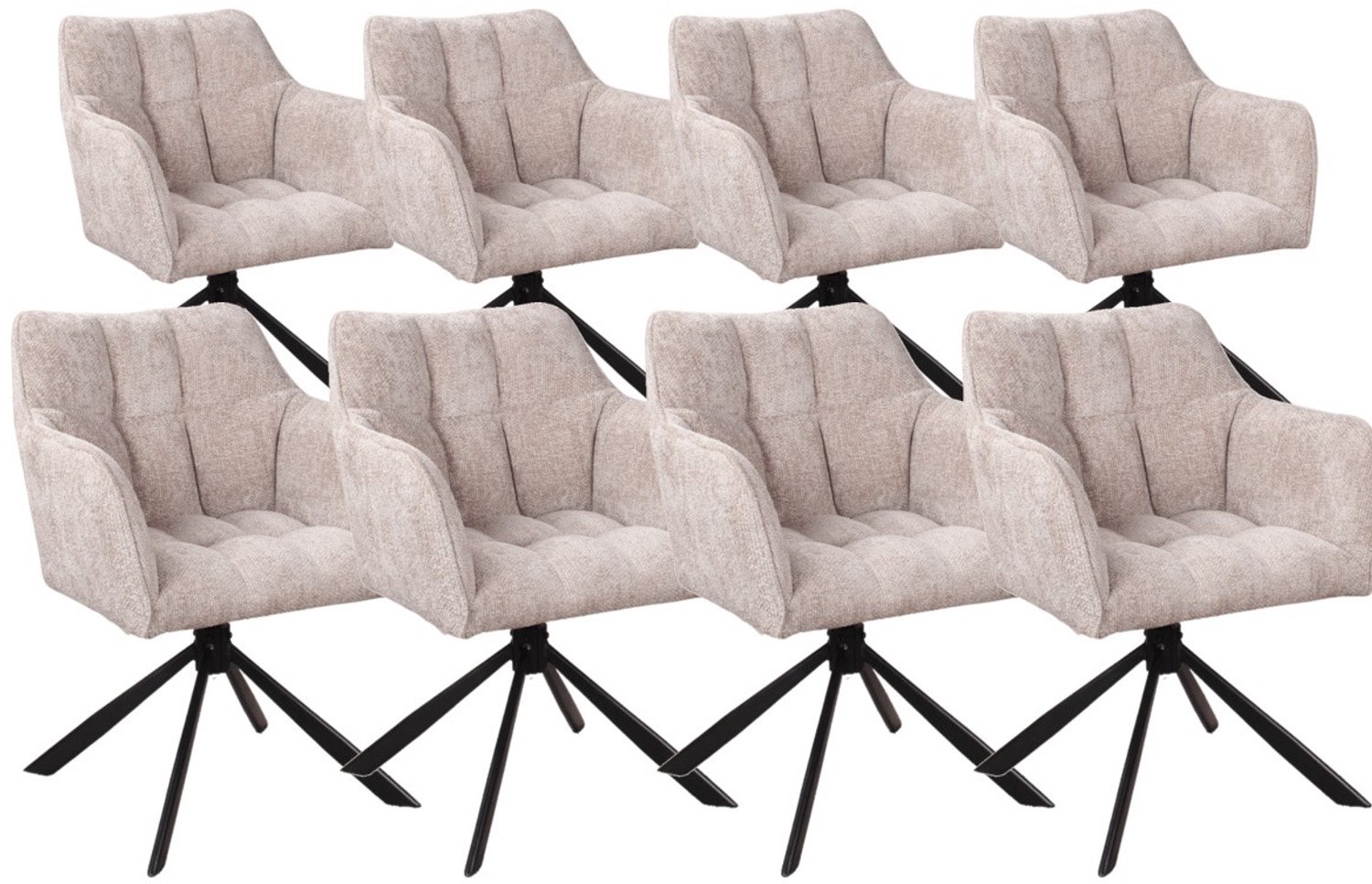 DS4U - - Puck armstoel met terugdraaifunctie - Set van 8 - Champagne - Stof