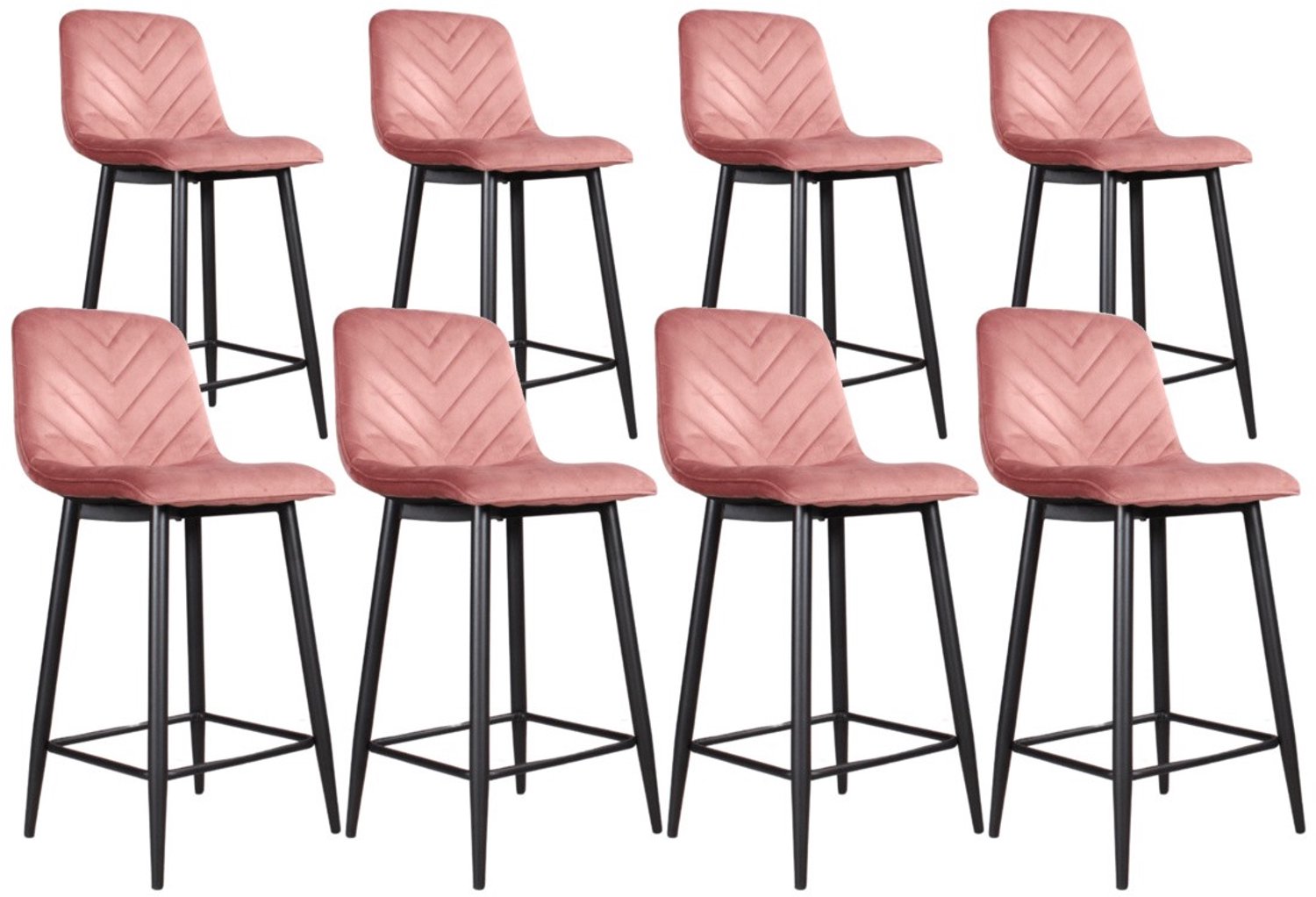 DS4U - - Gaby barkruk 65 cm - Set van 8 - Roze - Velvet