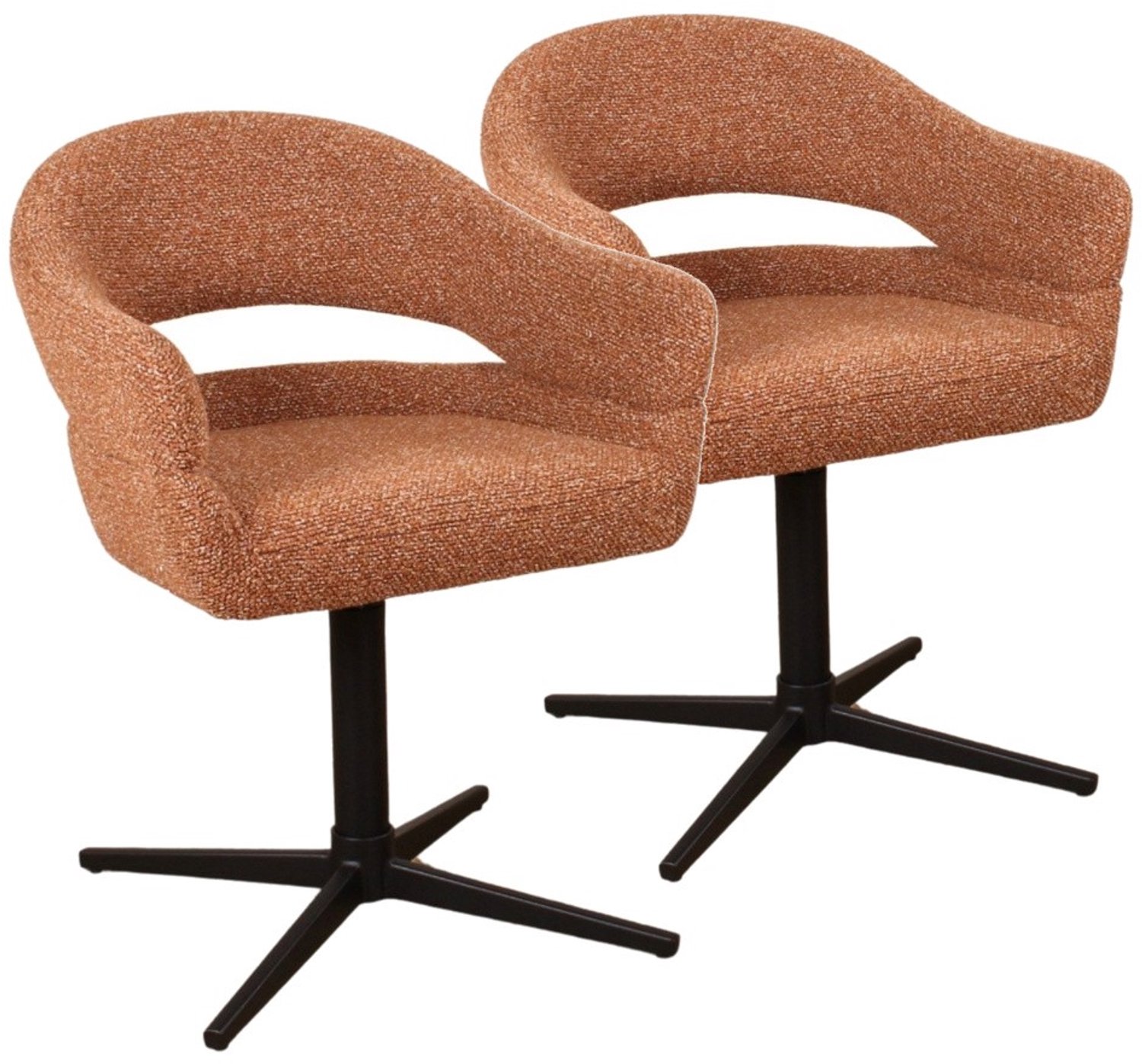 DS4U - - Mila armstoel met terugdraaifunctie - Set van 2 - Roestbruin - Stof