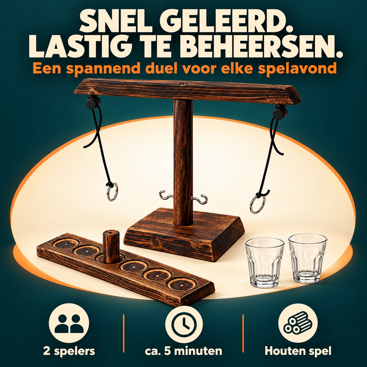 Femur® Ring Toss Game – Inclusief 2 Shotglaasjes - Drank Spelletjes – Gezelschapsspel – Drankspel TikTok – Ring Gooien – Shot Spel - Ringtoss