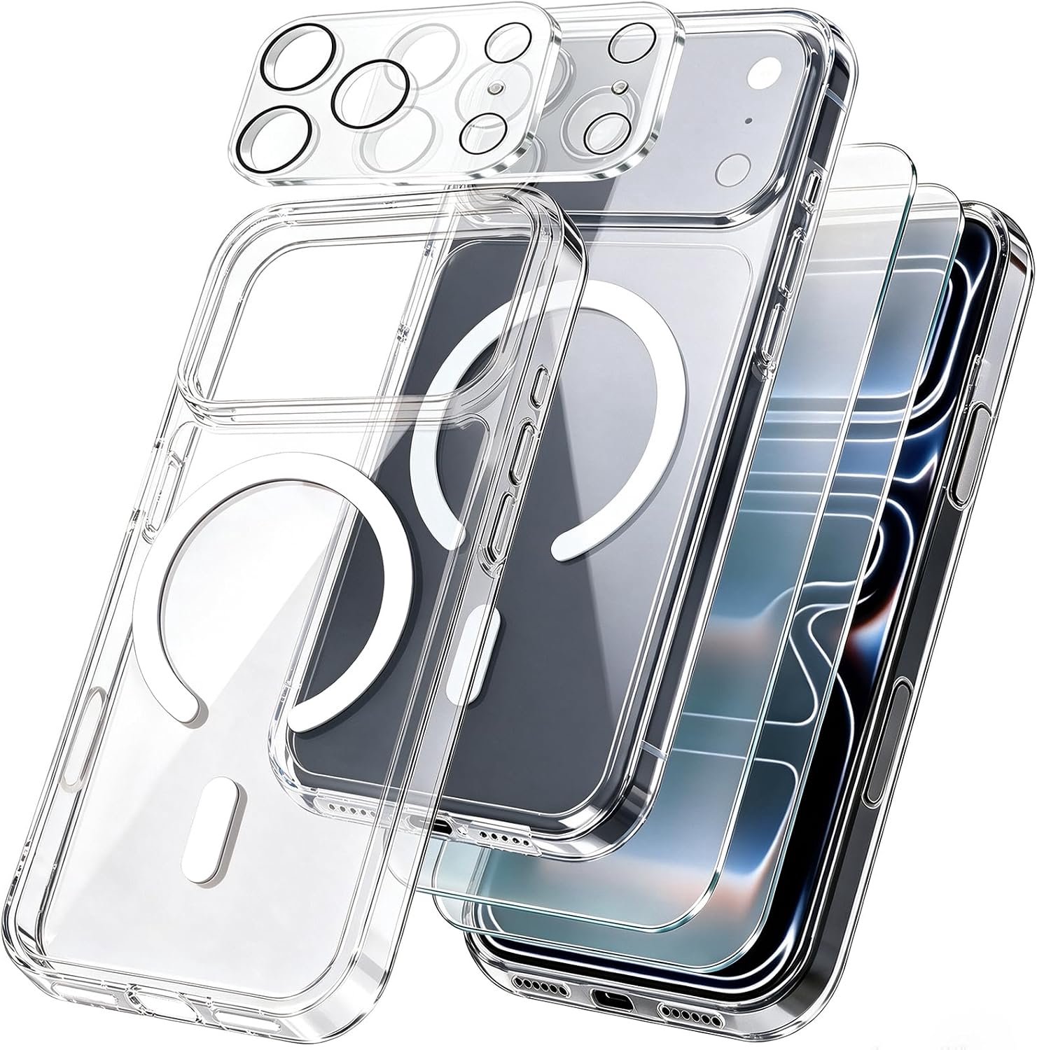 Zandarix Hoesje Geschikt voor Apple iPhone 18 Pro Max - 2 Stuks Screenproctor - 2 Stuks Cameralensbescherming - Geschikt voor Mag - Krasbestendig - Antislip - Back Cover Hoesje - Transparant