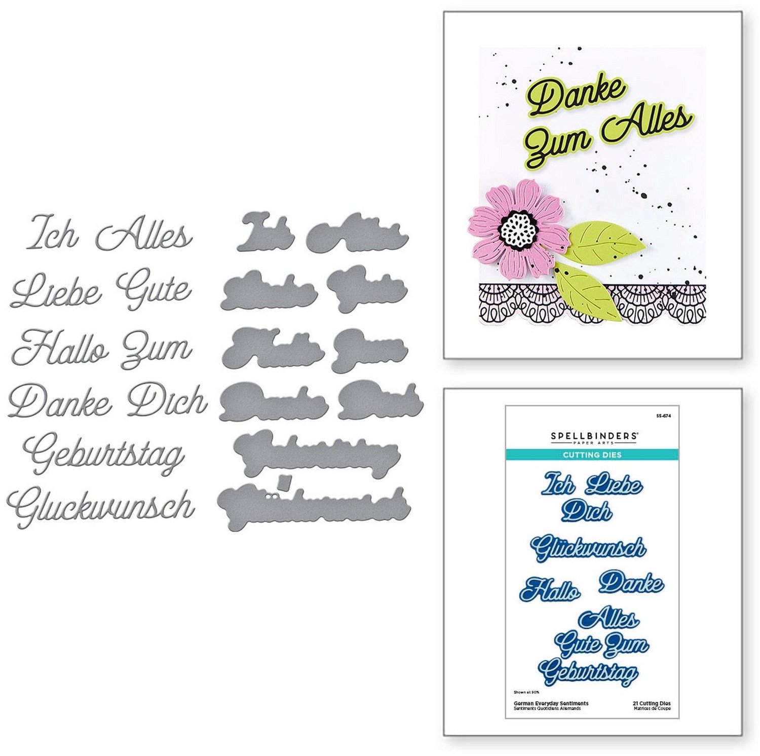 Spellbinders Snijmallen - German Everyday Sentiments - 21 st.
