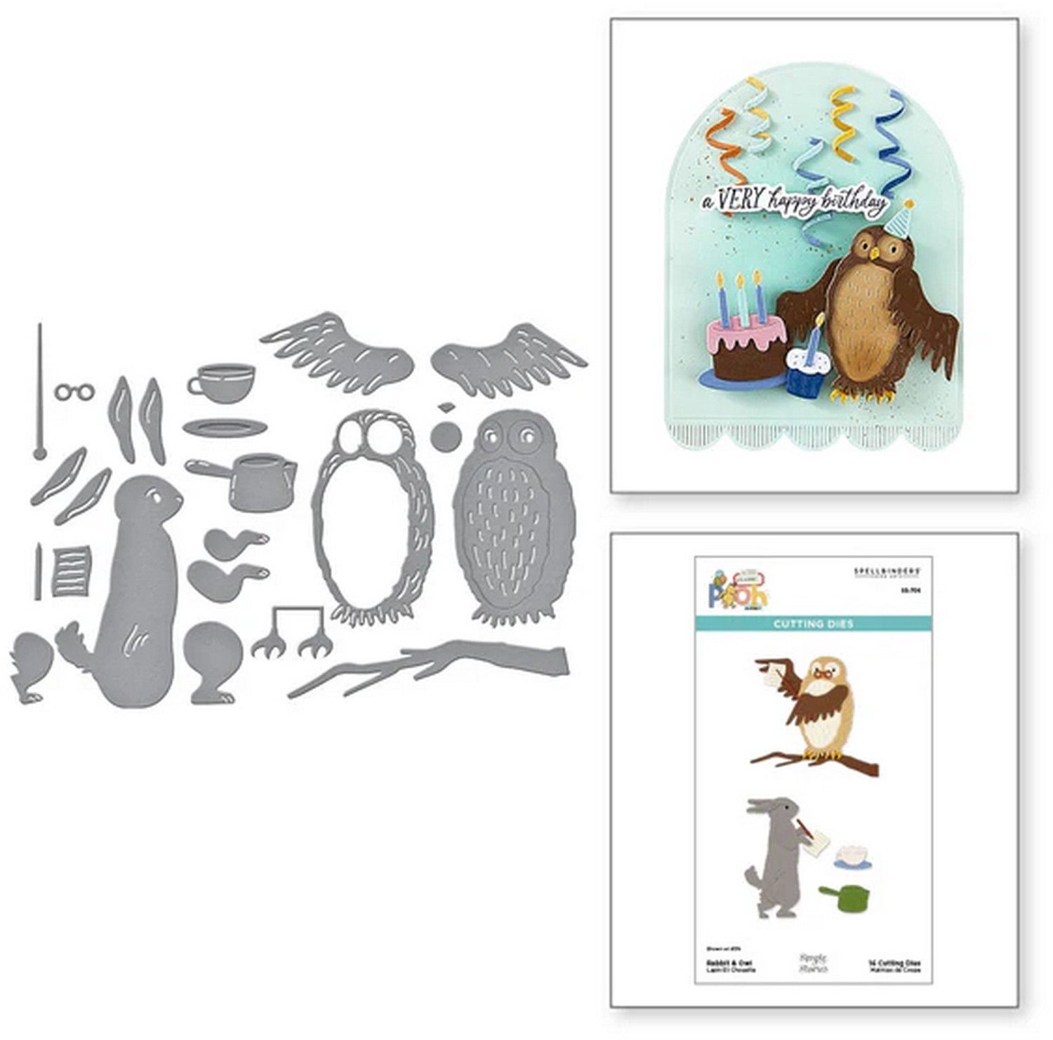 Spellbinders Snijmallen - Rabbit & Owl - 18 st.