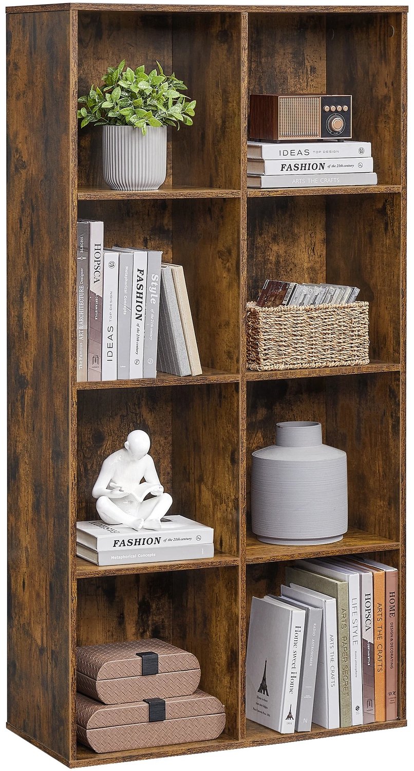 DailyDamaar boekenkast - Opbergkast - Vakkenkast - Houten kast - Boekenplank - Houtlook - 65x30x129 cm - Kantoor - Bruin