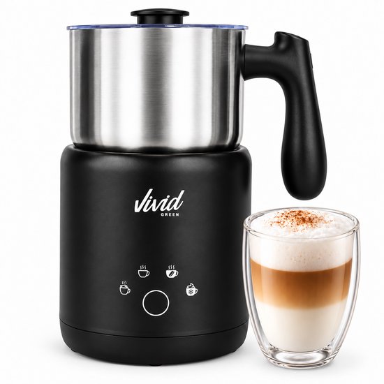 Vivid Green XXL Melkopschuimer - 600ml - Warm & Koud Schuim - Vaatwasserbestendig - 4-in-1 - Elektrische Melkschuimer - PFAS-vrij - RVS
