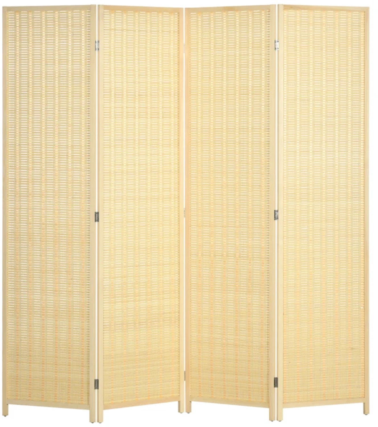 ZYLARO Scheidingswand - 4-delig - 180 x 180 cm - Opvouwbaar privacyscherm - Bamboe en katoen - Voor woonkamer en slaapkamer - Naturel natuurlijk