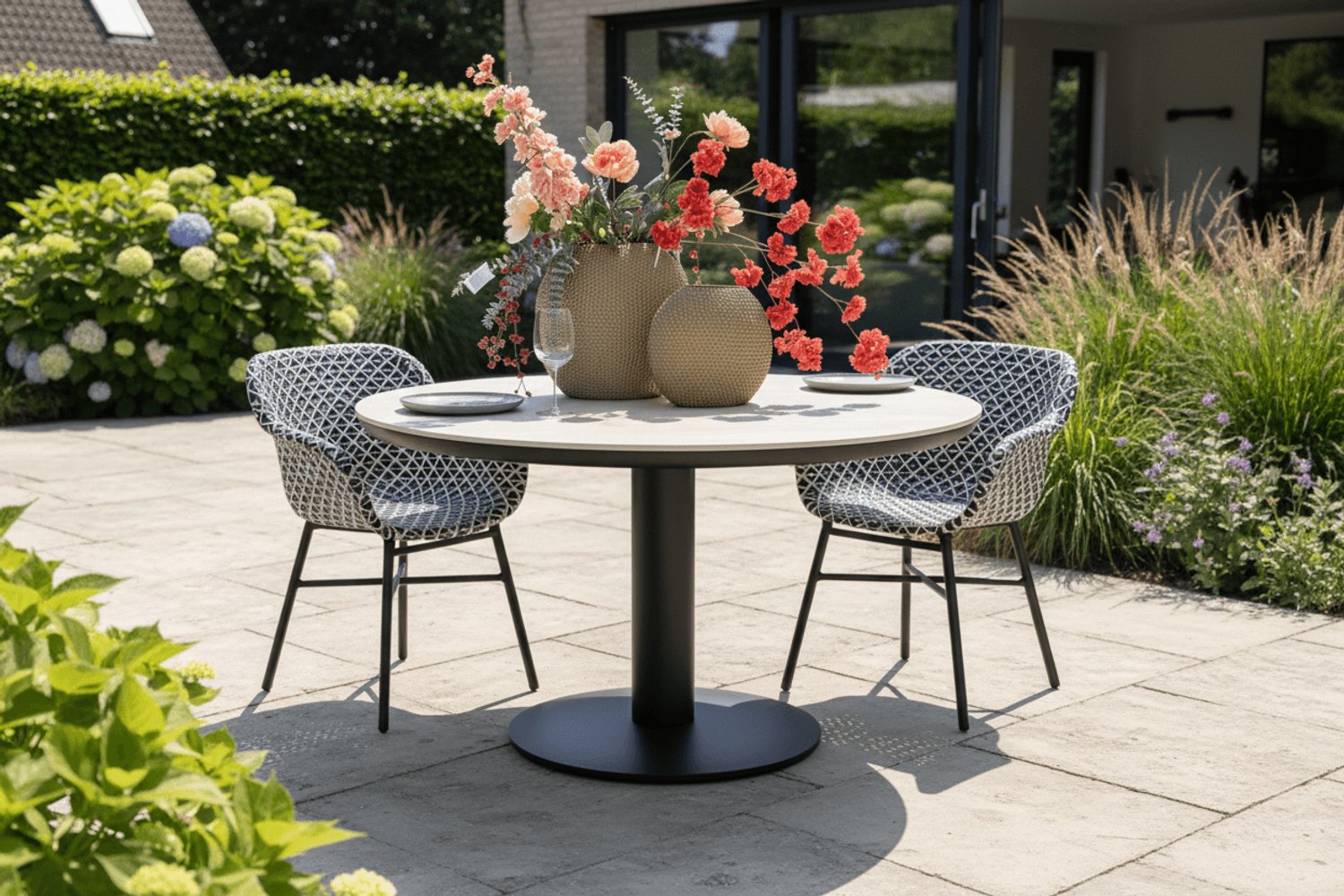 Apple Bee Melville Table dining Ø160cm Sintered Stone - Noir