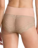 Beige slip met hoge taille en kanten achterkant met bloemendetail.