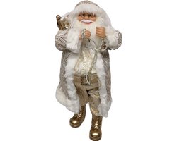 Kerstfiguur kunststof kerstman rudy 20x23x60cm crème