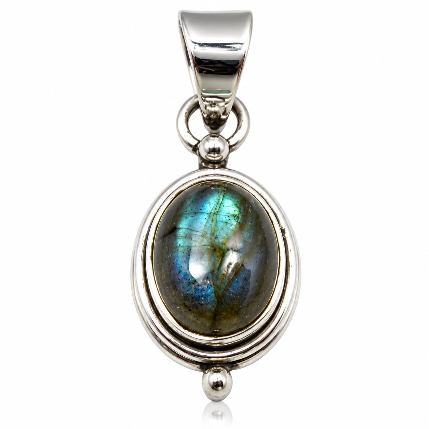 Natuursieraad - 925 sterling zilver labradoriet hanger ovaal - luxe edelsteen sieraad - handgemaakt