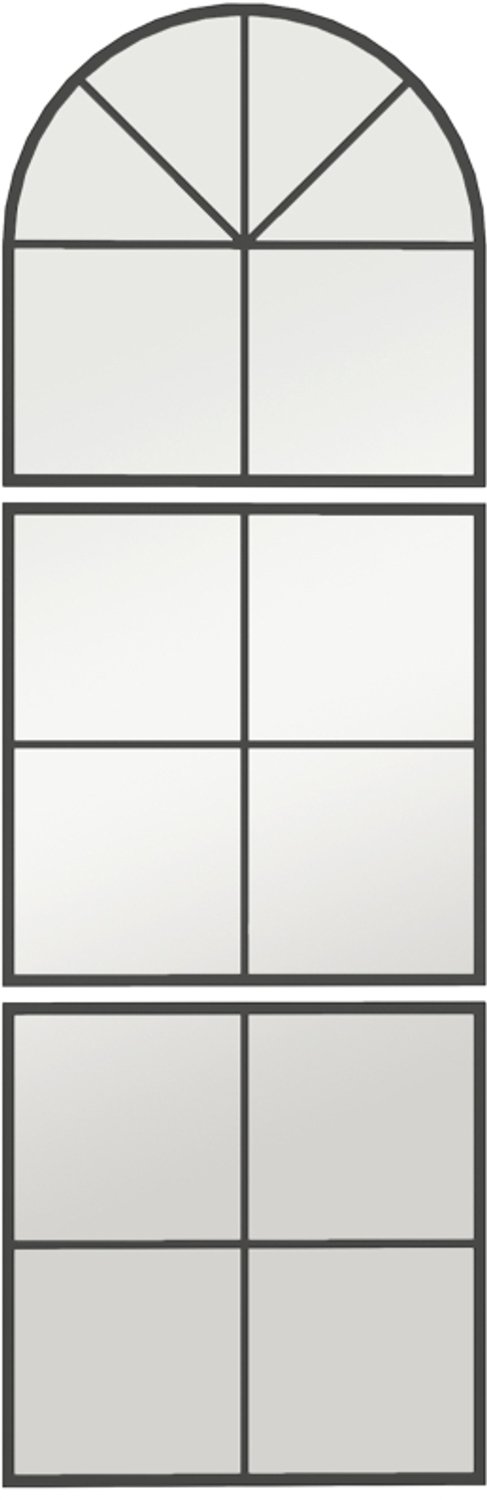 ZYLARO Wandspiegel - 3-delig - Gebogen spiegel - Metalen frame - 60 x 2 x 180 cm - Zwart