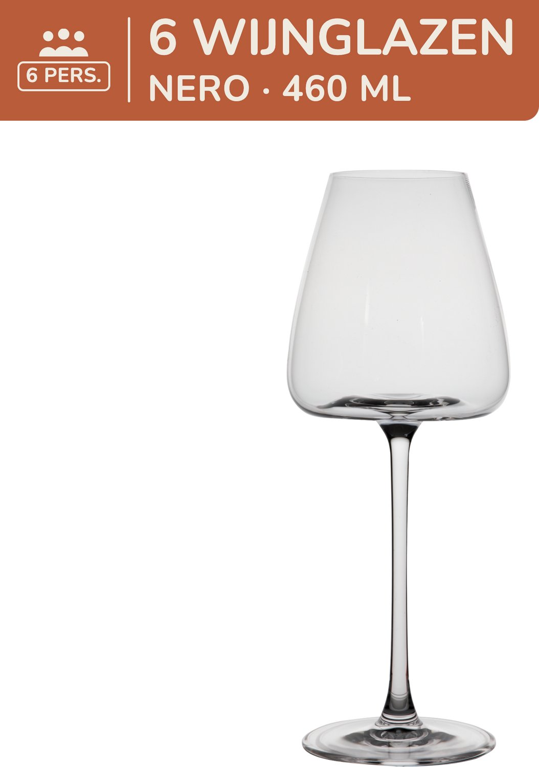 Set van 6 witte wijnglazen - hoge kelk - vaatwasserbestendig - 460 ml - 6 persoons - glas - Nero - Kade 171 glazen - hip en trendy