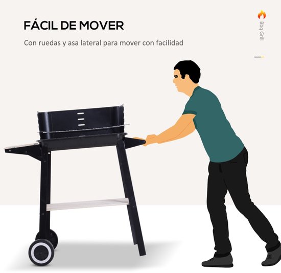 Barbecue - oven - houtskooloven - verstelbare hoogte - met standaard - met wielen - makkelijk schoon te maken - hittebestendig - outdoor accessoire - geschikt voor barbecue, tuin, picknick (zwart, 87*83cm) — afbeelding 3