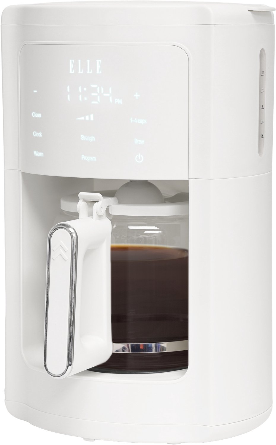 ELLE Digitale Koffiemachine 12-14 Kopjes – Elektrisch Koffiezetapparaat met LED-Touchdisplay, Aromasterkte-instelling, Permanent Filter, Automatische Uitschakeling - Wit