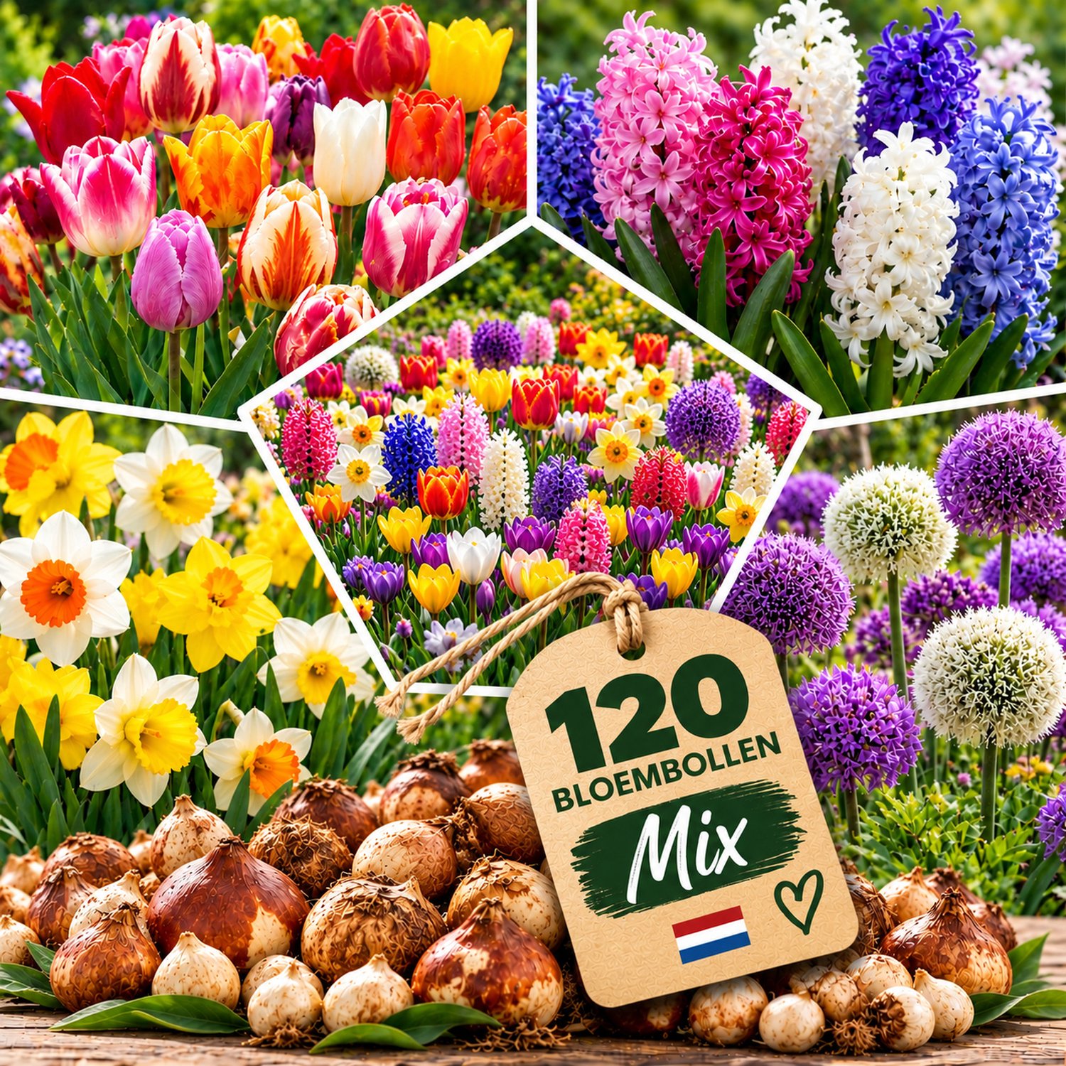 IRONO Winterharde Meerjarige Bloembollen – Mix van 120 Bollen – 5 Soorten