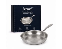 Aravé® Titanium Koekenpan - Inductie 28 cm - PFAS Vrij - Gehamerd RVS