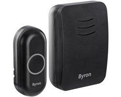 Byron Gong DBY-21131 Draadloze Deurbelset - Draagbare Deurbel - Bereik Tot 100 Meter - Weersbestendige Beldrukker Voor Buiten - Werkt Op 3 x AA Batterijen - Zwart