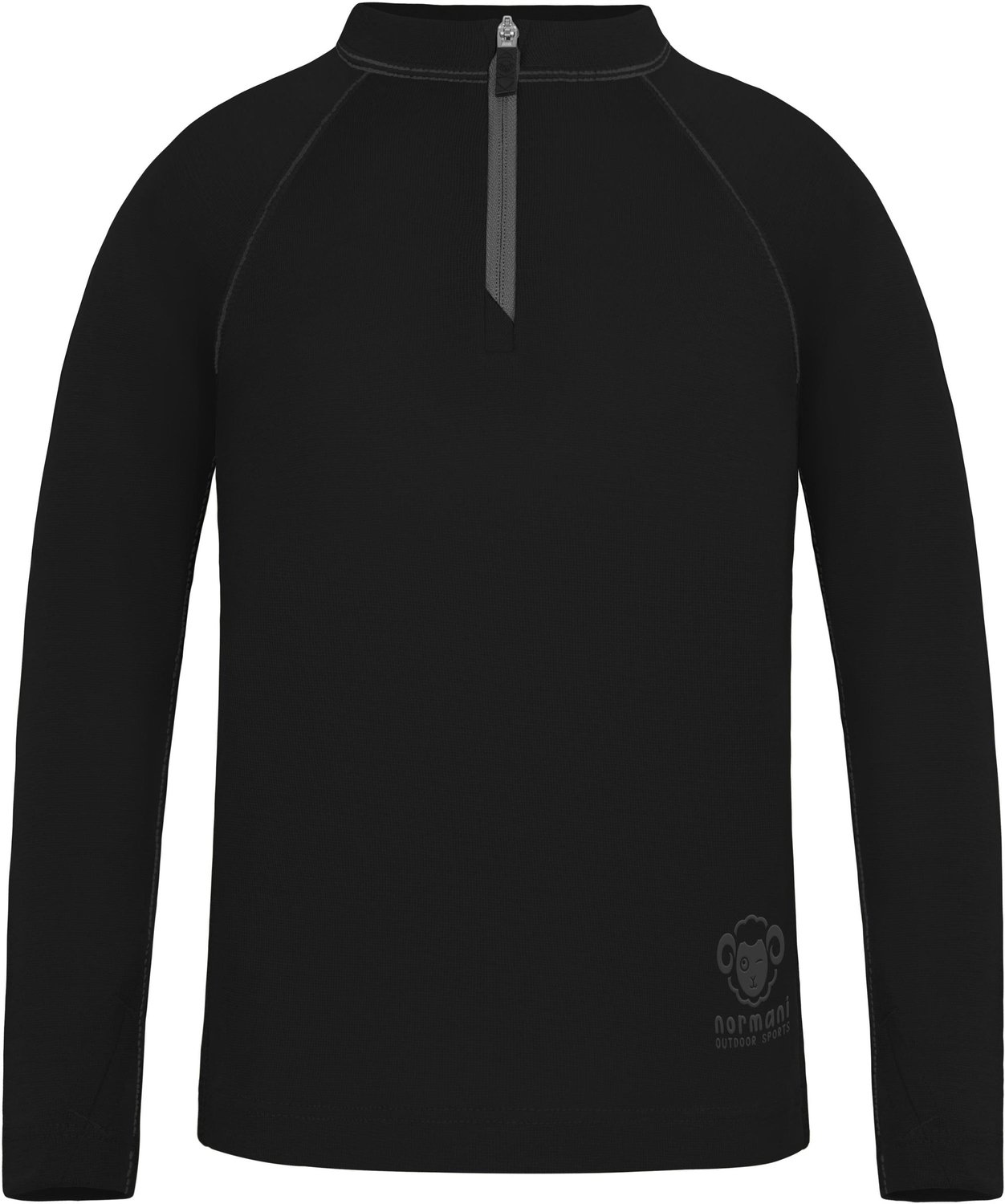 Kinder-shirt met lange mouwen van merinowol en 1/4 rits „Nyapari“
