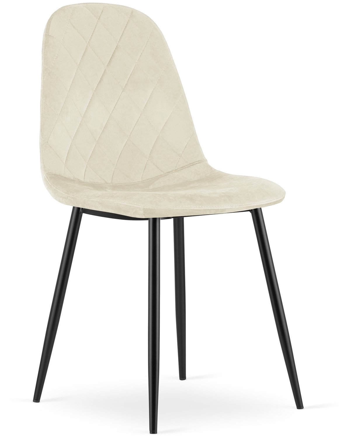 LEOBERT ASTI Eetkamerstoel – Beige Velvet – Zwarte Metalen Poten – Comfortabele Ergonomische Zitting – Modern Design – Velvet Stoel voor Woonkamer, Keuken en Eetkamer – Max. 110 kg
