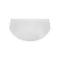 Achterkant van een witte bikini slip met een naadloze tailleband.