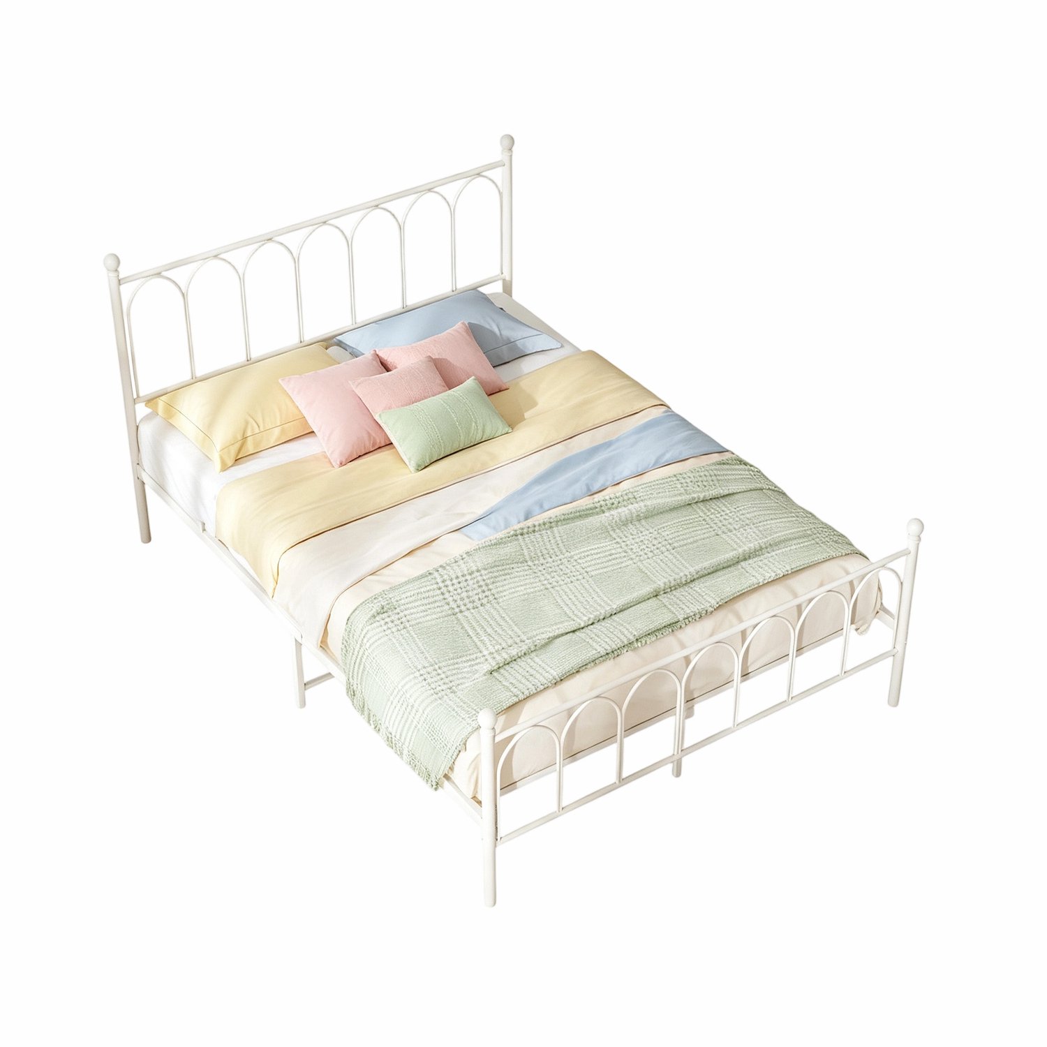 Maisentiel Metalen jeugdbed 140 x 200 cm met lattenbodem en opbergruimte - wit