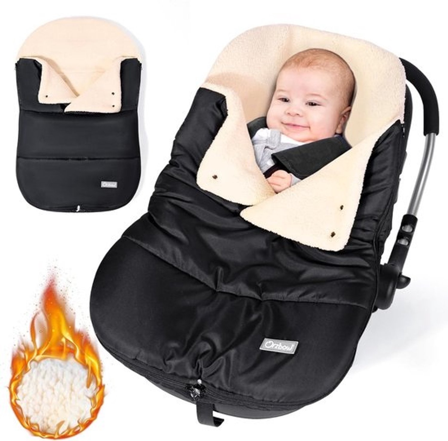 Voetenzak voor baby-autozitje - Universeel, waterbestendig, verstelbare halslijn en afneembare waszak - Zwart