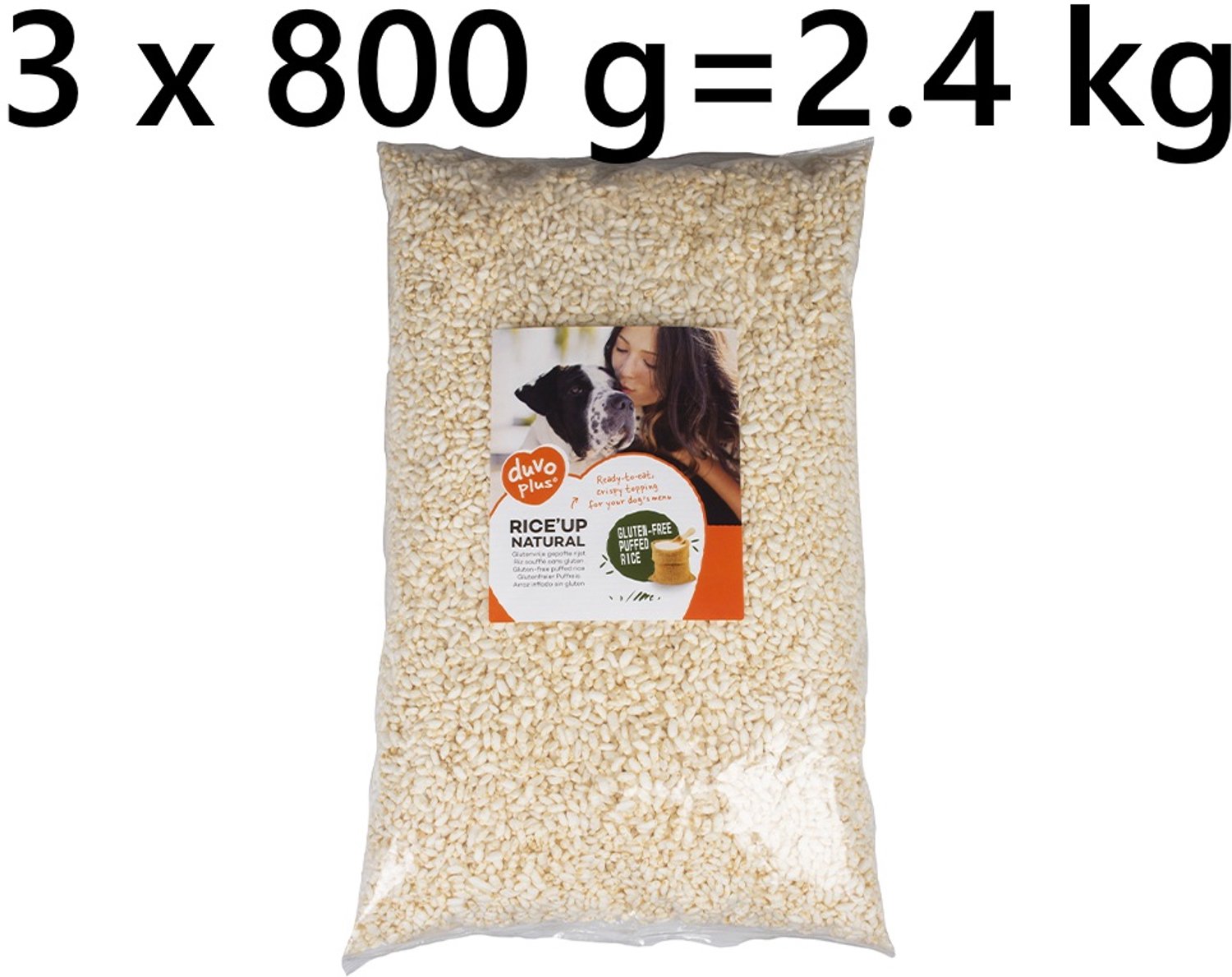** 3 X ** Cocapet by Duvo+ gepofte rijst natural voor honden = 2.4 kg - lekker en gezond- glutenvrij - geen toegevoegde suiker.