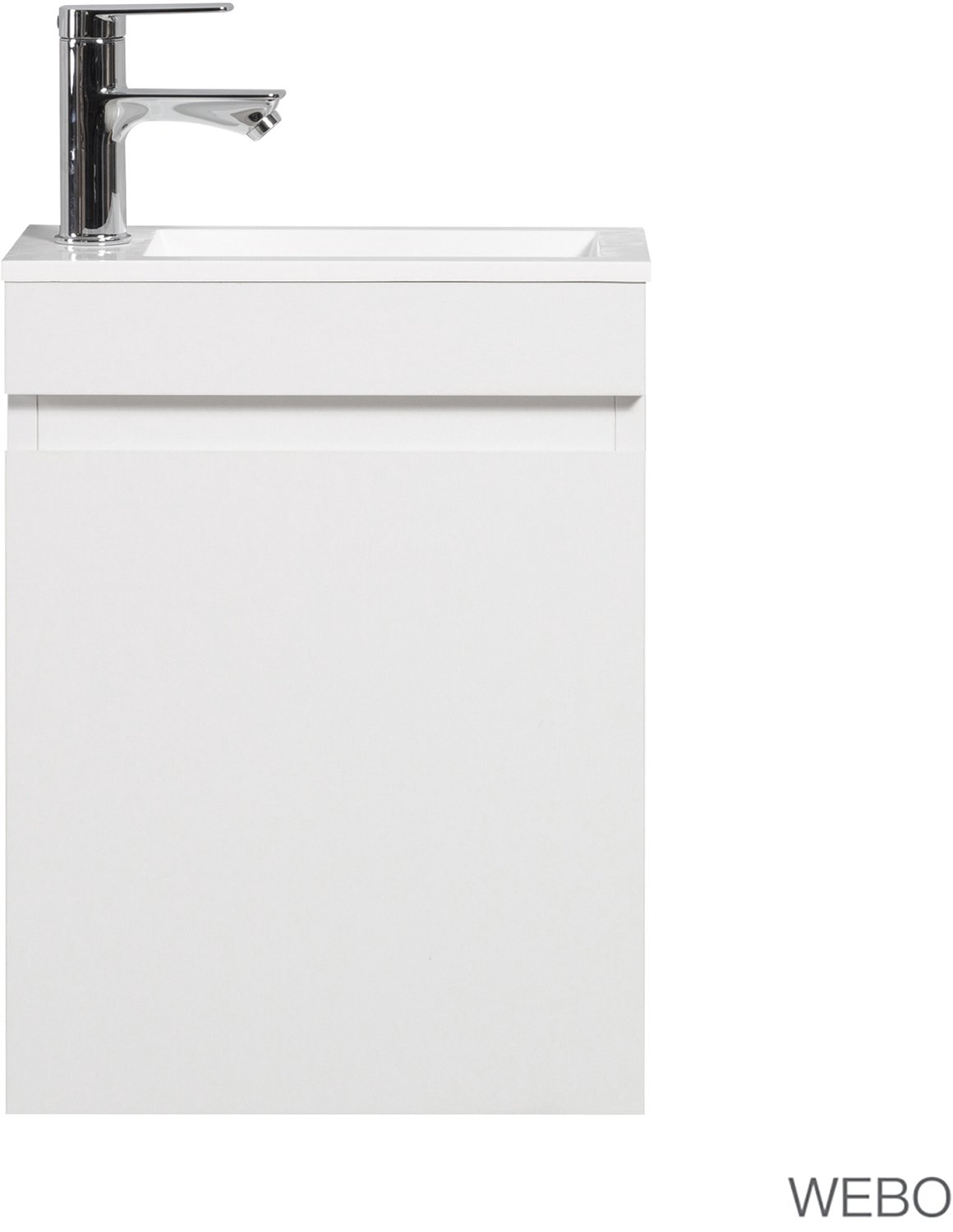 WEBO toiletmeubel COMPLEET SET 40x22cm mat wit fonteinset (inclusief overloop, kraan en clickwaste)