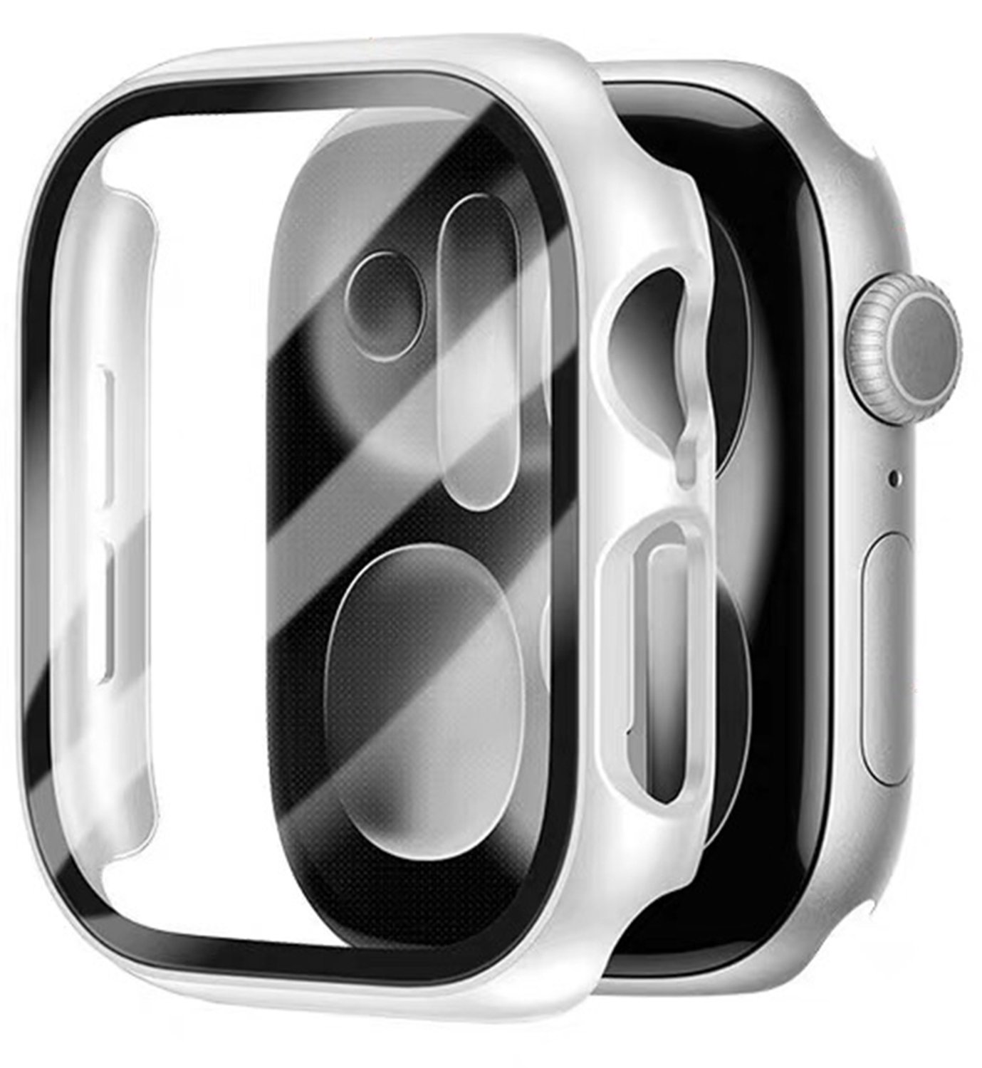 Stravo Case / Hoesje voor Apple Watch SE 3/2/1 & Series 6/5/4 44mm – Full Cover TPU met Screenprotector – Wit
