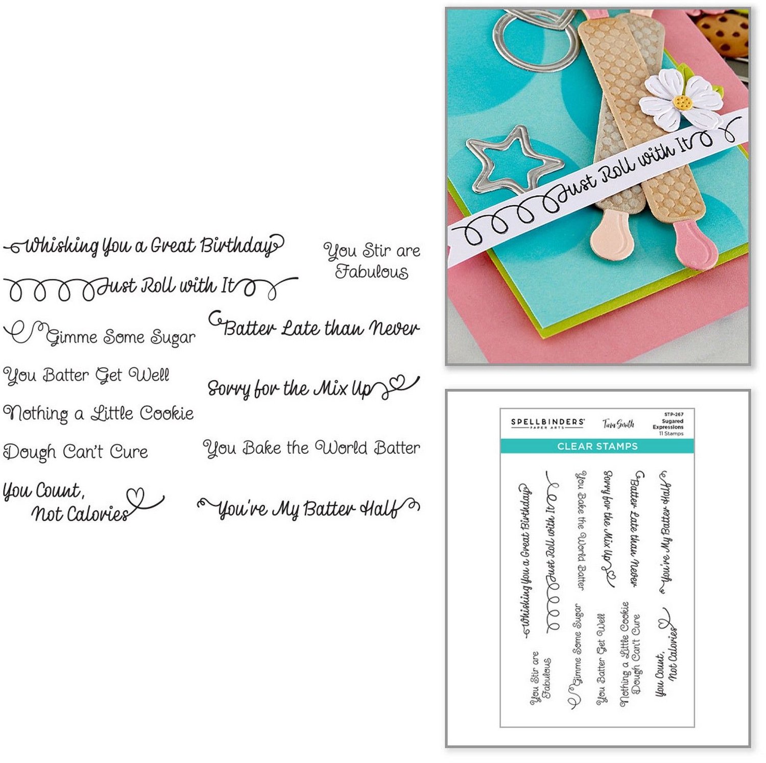 Spellbinders Clear Stamps - Sugared Expressions - 11 st.
