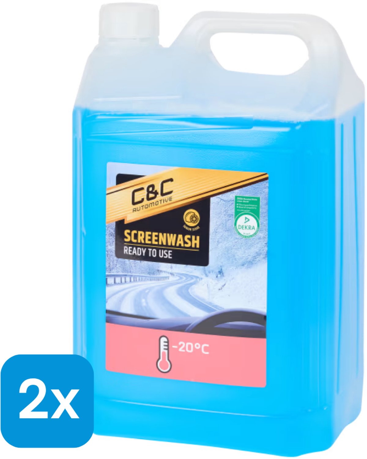 C&C Ruitensproeiervloeistof Anti-Vries -20°C 2x5L – Voordeelverpakking 10L – Screenwash Winter Auto