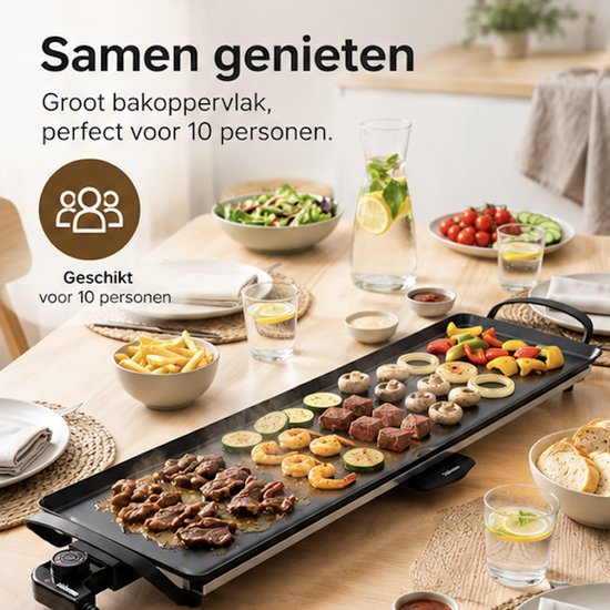 Tristar Tafelgrill XL - Tafelgrill - 5 standen - 10 Personen - 2000 Watt - 94 x 23 cm - Zwart — afbeelding 5