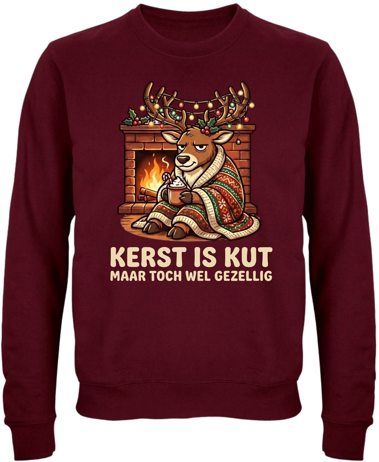 Kerst Is Kut Maar Toch Wel Gezellig Kersttrui - Dames Heren - Rendier - Unisex - Kerst Cadeau - Grappig - Foute Kersttrui - Maat S