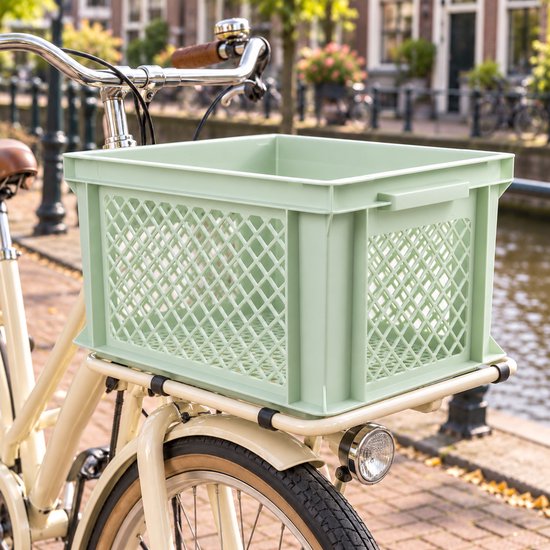 Dutch Standard Fietskrat – 26 Liter – 40 x 30 x 22 cm – Kunststof – Voor Voordrager – Groen — afbeelding 5