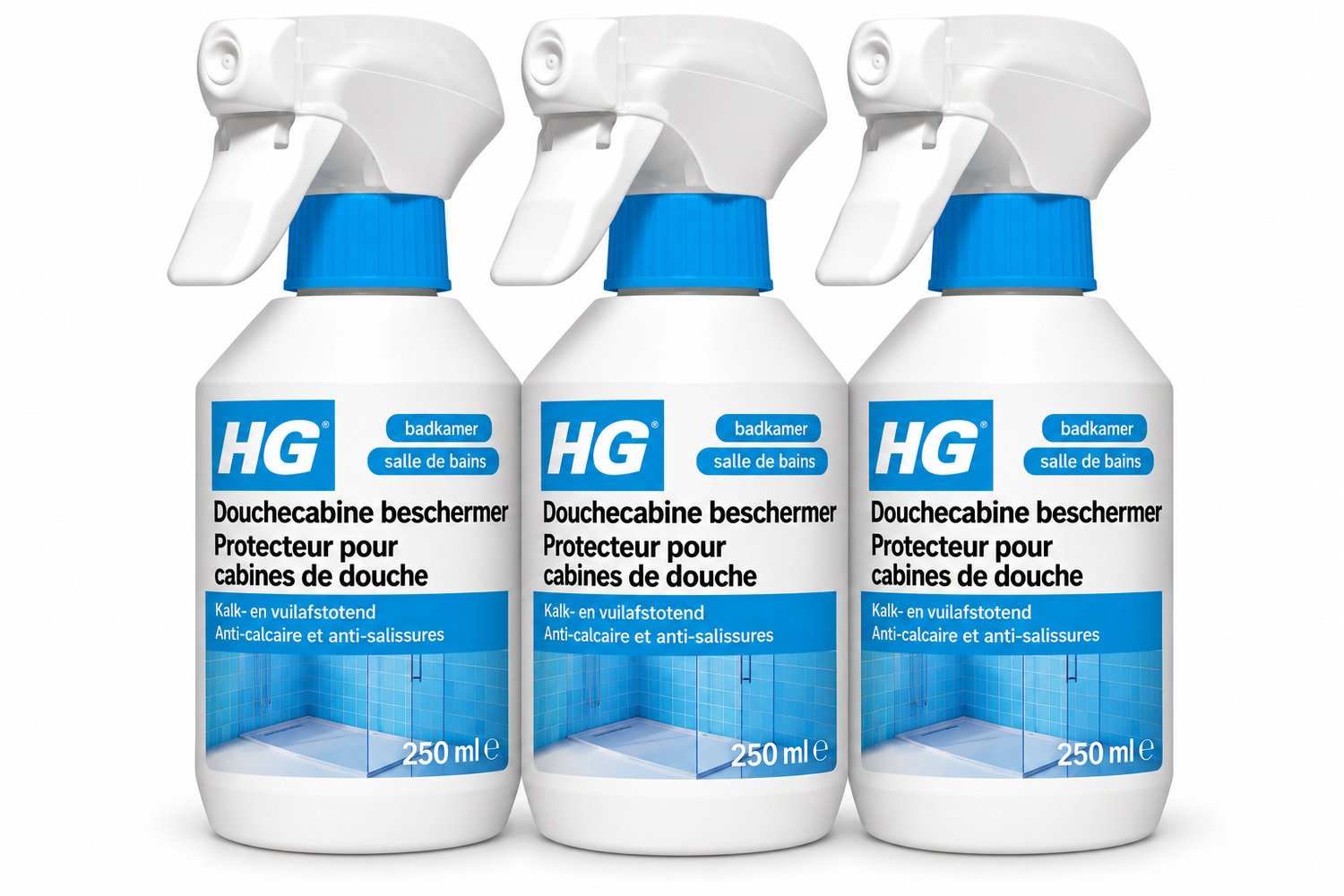 HG Douchecabine Beschermer 250 ml - Kalk- en Vuilafstotend voor Douchecabines 3 x 250 ml