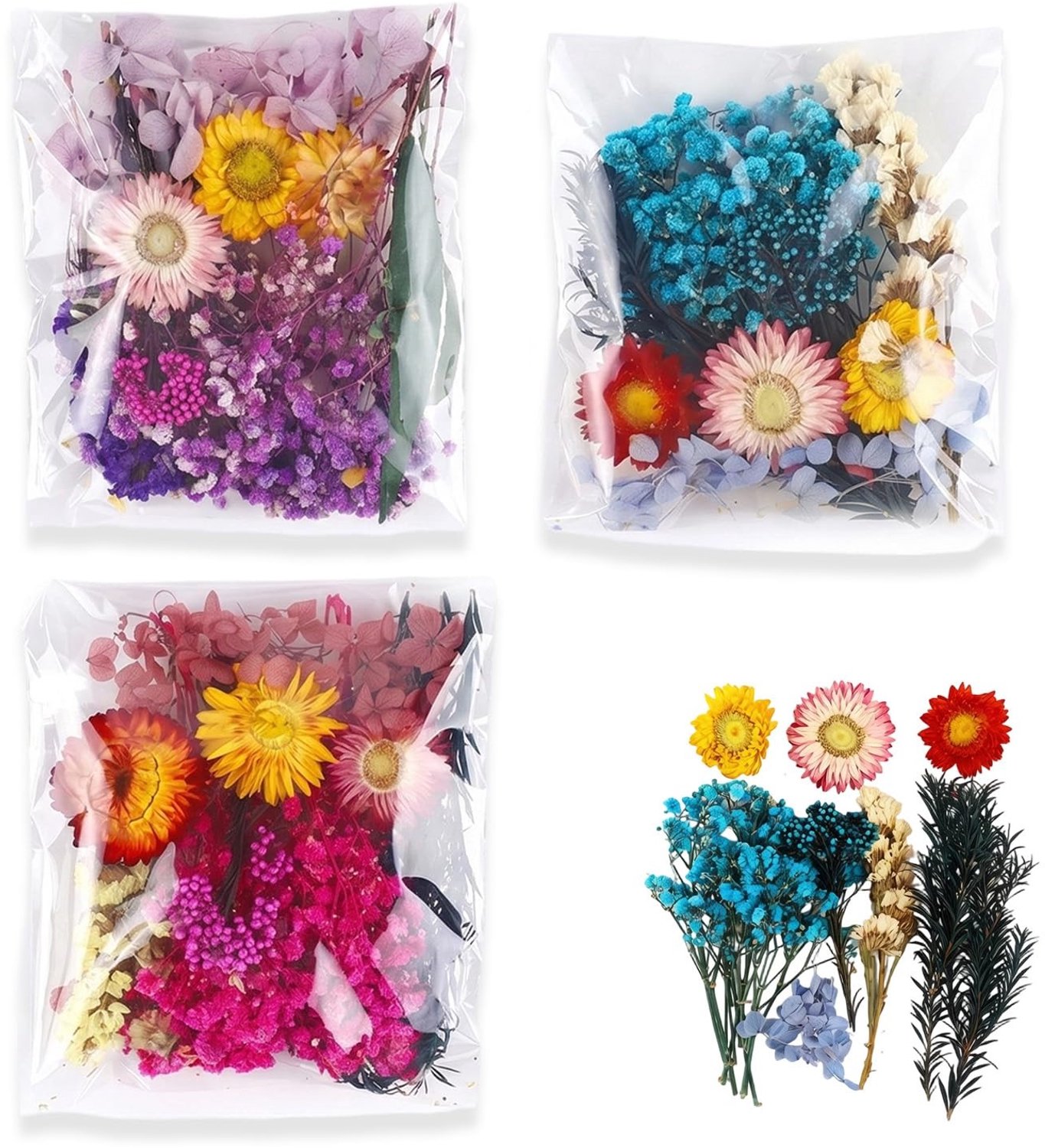Famanu Natuurlijke gedroogde bloemen set met kleine bloemen voor DIY projecten