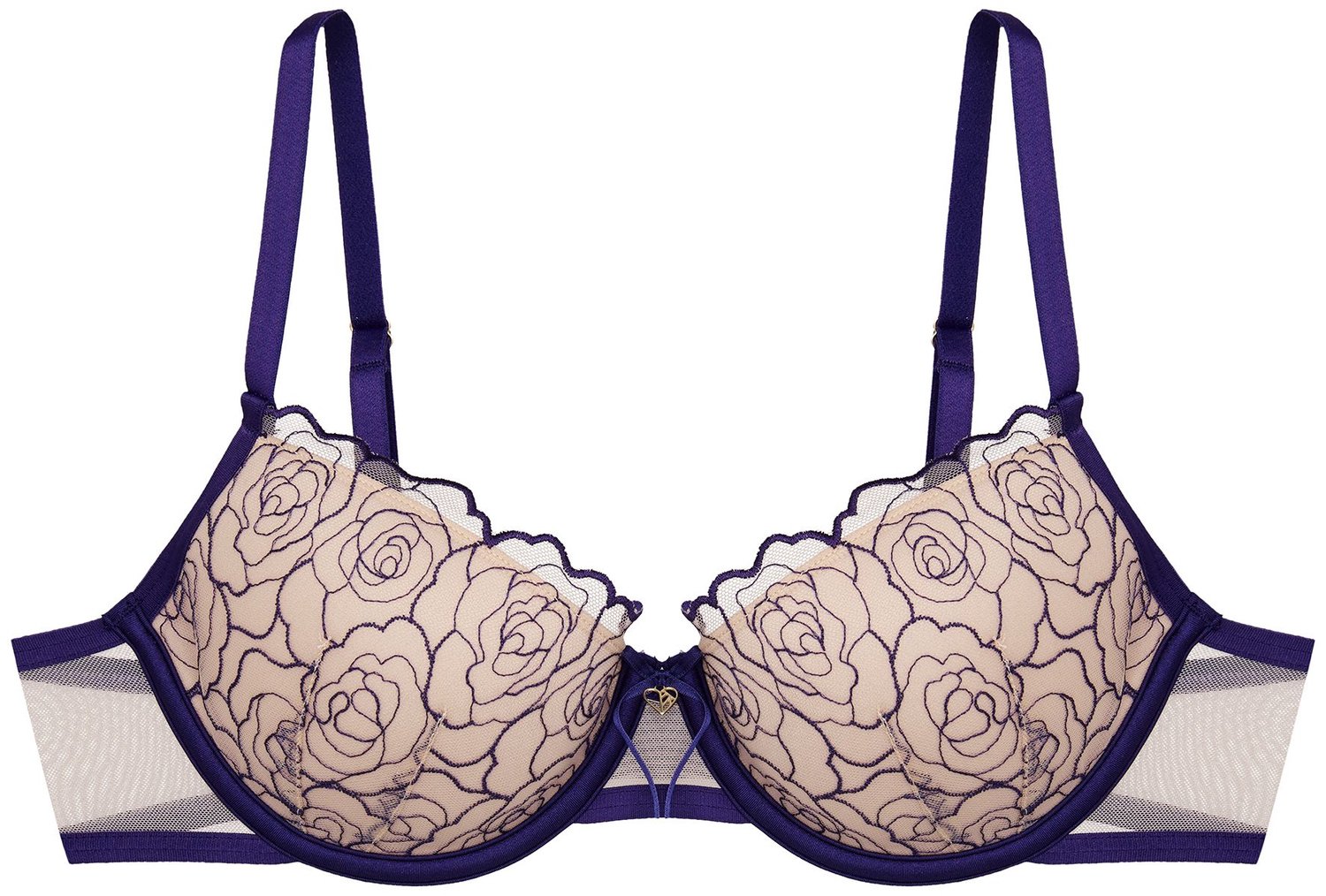 ESOTIQ Batty - Push-upbeha - Marineblauw - Kanten cups - Uitneembare vullingen Marineblauw;Huidskleur